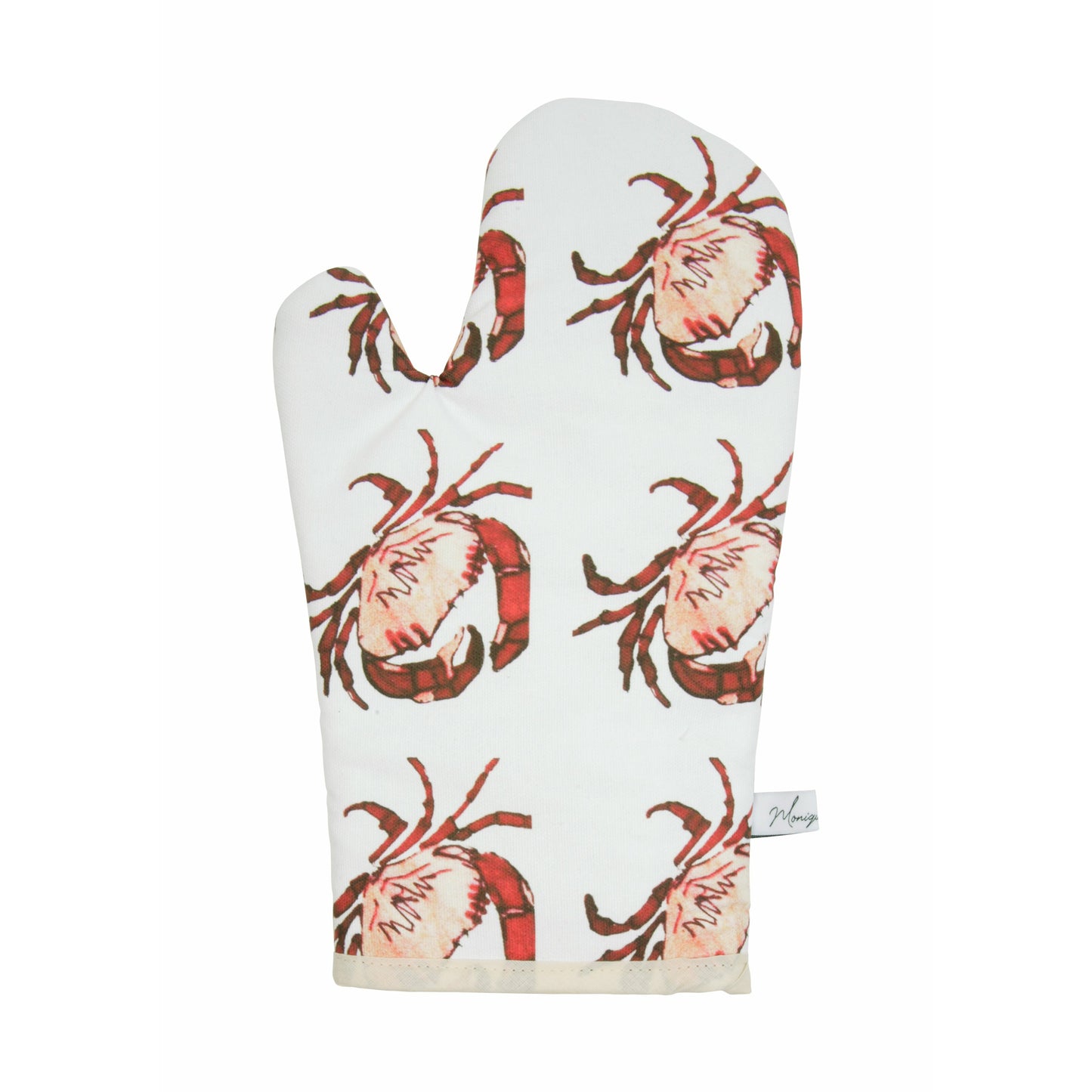 crab print organic cotton glove 