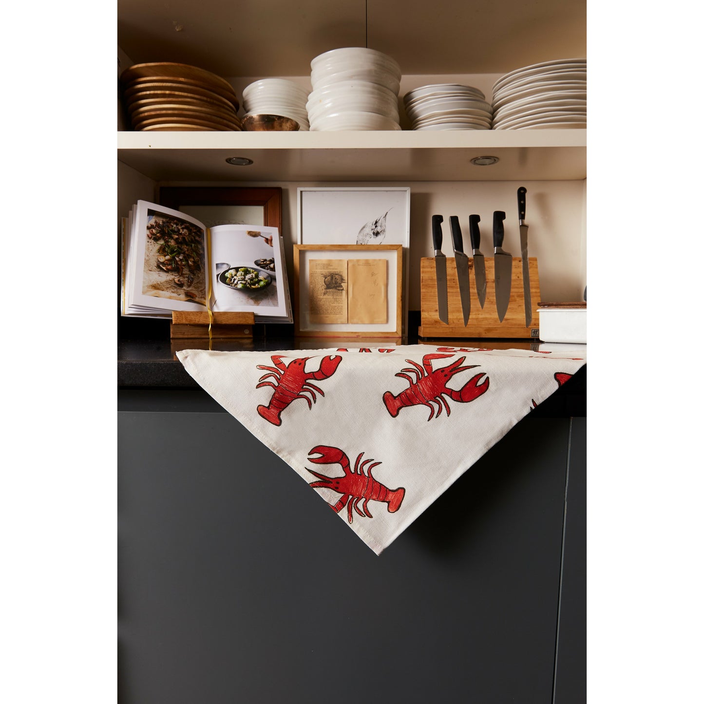 Lobster Tea Towel in the kitchen