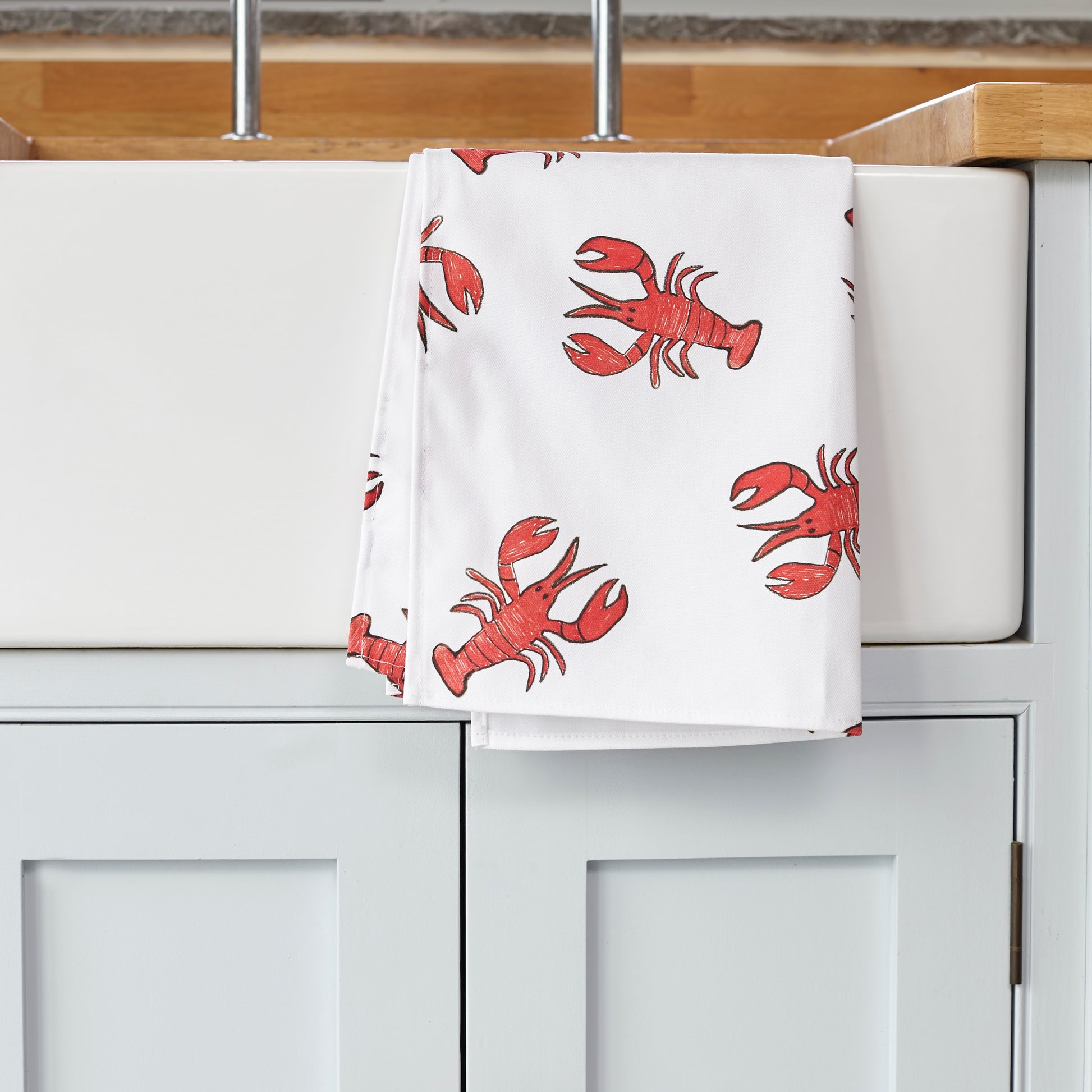 Lobster Tea Towel on kitchen sink